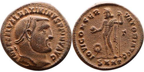 Ancient Roman coin of Maximinus II minted in Heraclea - Jupiter